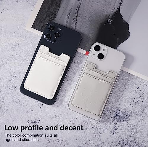 Fulgamo 2Pack Phone Wallet Stick On,Leather Phone Card Holder for Back of Phone Case,Sticky Adhesive Credit Card Pocket RFID iPhone and Android-White,Grey - color: White,Grey