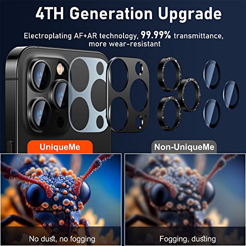 UniqueMe for iPhone 13 Pro/iPhone 13 Pro Max Camera Lens Protector-Black - color: Graphite (bling circle)