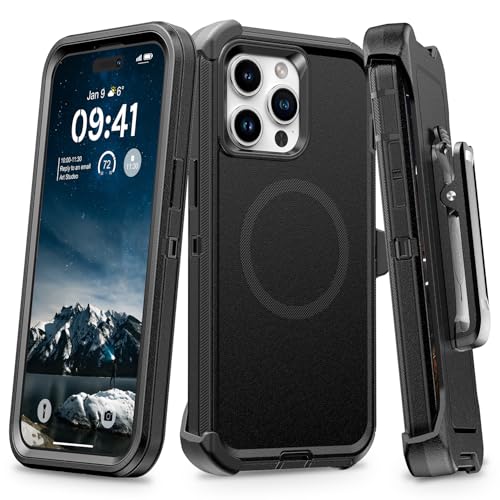 TUTUKII Magnetic for iPhone 14 Pro Max Case with Belt Clip Holster (Black) | MagSafe Compatible, Heavy-Duty Military-Grade Drop Protection, 3-Layer Rugged Shockproof Protective Cover 6.7-Inch - size: iPhone 14 Pro Max 6.7"