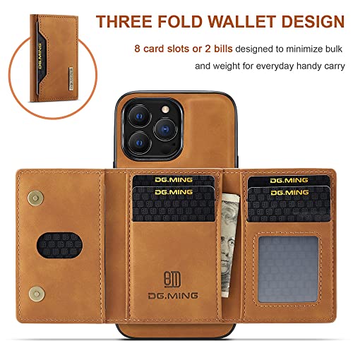 Leather Wallet Phone Cases Compatible with iPhone 14 Pro Max Case with Card Holder Men 6.7'' 2 in 1 Detachable Back Cover (Brown, IP 14 Pro Max) - color: Brown, size: IP 14 Pro Max