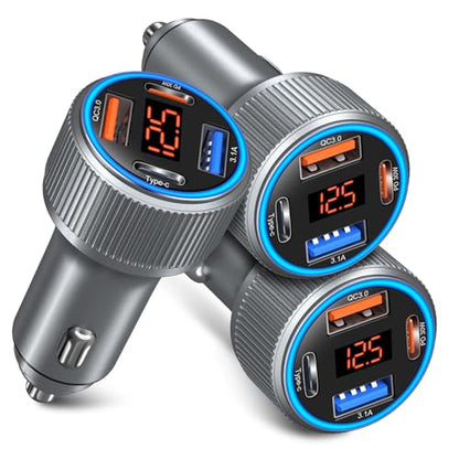 USB C Car Charger, 3 Pack 65W QC 3.0+PD 30W Super Fast Car Phone Charger - color: Gray, size: 3-Pack