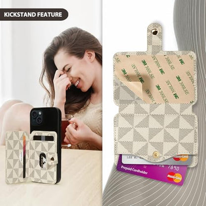M-Plateau Phone Wallet Stick on for Cases, Sticky Wallet for Back of Phone - color: off White