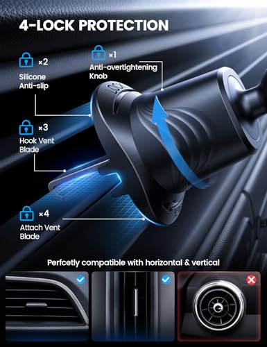 Lamicall Car Phone Holder Dashboard Vent Windshield 70 LBS Suction 3-in-1 - color: Black