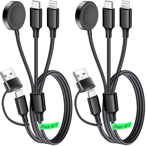 Multi Charging Cable for Apple Watch Charger 2Pack 4ft for Multiple Devices