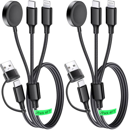 Multi Charging Cable for Apple Watch Charger 2Pack 4ft for Multiple Devices