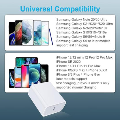 USB C Charger Brick, 20W PD Power Adapter Fast USB C Box Block Brick Plug - color: 2White