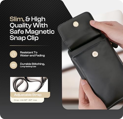 Crossbody Phone Purse for Women – RFID Phone Case Wallet w/Magnetic Closure & Separate Zipper Pocket Crossbody Bag - color: Black
