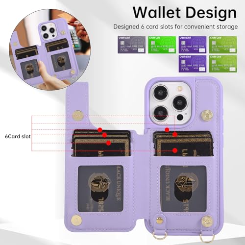 Crossbody Wallet Case for iPhone 12 Pro Max(6.7") with Detachable Strap - PU Leather Flip Folio with Card Slots & RFID Blocking, Sparkling Diamond Accents-Purple - color: Purple, size: iPhone 12 Pro Max(6.7")