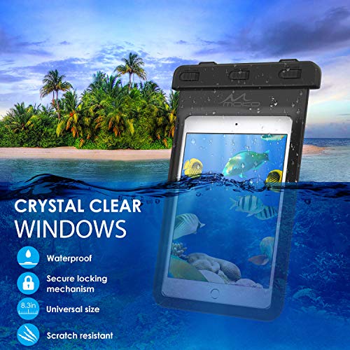 MoKo Waterproof Tablet Case, IPX8 Dry Bag for Devices Up to 8.3 in | Compatible with iPad mini 6/5/4/3/2, Samsung Tab 5/4/3, Galaxy Note 8, Tab S2/Tab E/Tab A 8.0, LG G Pad III 8.0 - color: Black