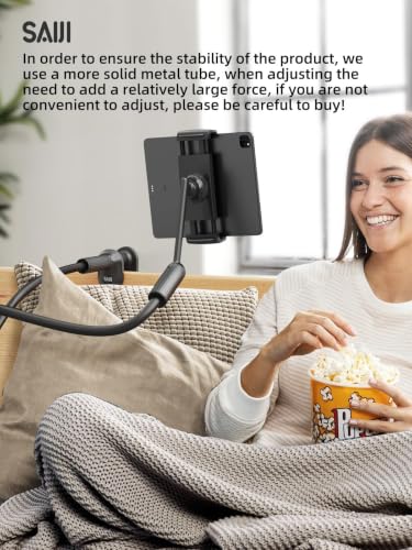 SAIJI 47" Extended Gooseneck Kindle Holder with Adjustable Double Joint-Arm - color: Black