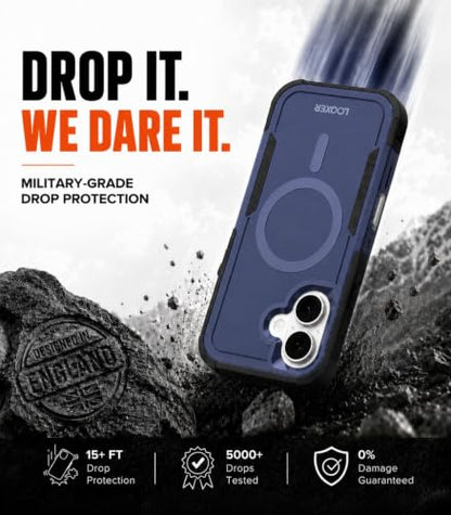 LOOXER® Heavy Duty Rugged Magnetic Case for iPhone 17 (6.3”) | Military Grade Shockproof Protection,MagSafe Compatible+ Tempered Glass Included (Blue, 17) - color: Blue, size: 17