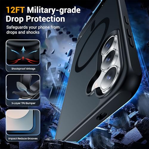 SPIDERCASE for Samsung Galaxy S25 FE Case,Built-in Stand,Black | Magnetic [3 Stand Ways] Invisible Kickstand|Tranlucent Matte|Drop Protection| Shockproof Slim Case - color: Black, size: S25 Fe