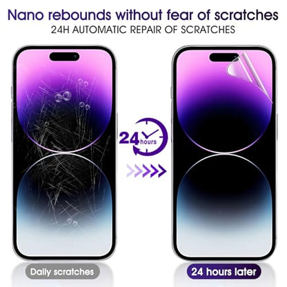 3 Pack TPU Screen Protector for iPhone 14 Pro, Self-Healing HD Clear Soft Flexible Hydrogel Film Compatible with iPhone 14 Pro 6.1" - Scratch-Resistant, Bubble Free, Easy Installation - size: iPhone 14 Pro