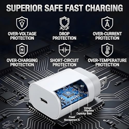TT&C 2-Pack 25W USB C Fast Charger with 6FT Long Cable (White) - color: White, size: 6ft