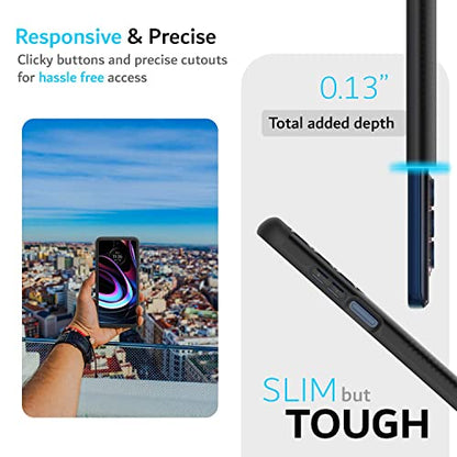 TUDIA DualShield Designed for Motorola Edge 5G UW/Moto Edge 2021 Case - Slim Heavy Duty Tough Dual Layer Protection - Matte Black - color: Matte Black