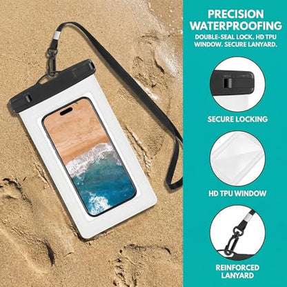 Universal Waterproof Phone Case Pouch with Neck Strap, 2-Pack, Black & White (Pink&Green) - color: Pink&Green
