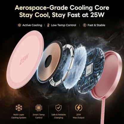 MagSafe 25W Magnetic Wireless Charger Fast Charging Pad for iPhone - color: Pink