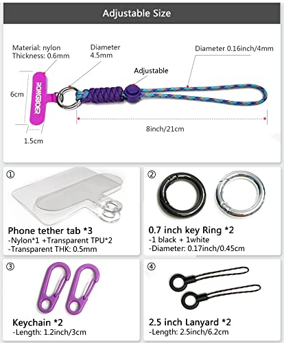 Adjustable Phone Wrist Strap for Women, Woven Bracelet for Keys - color: Purple Blue
