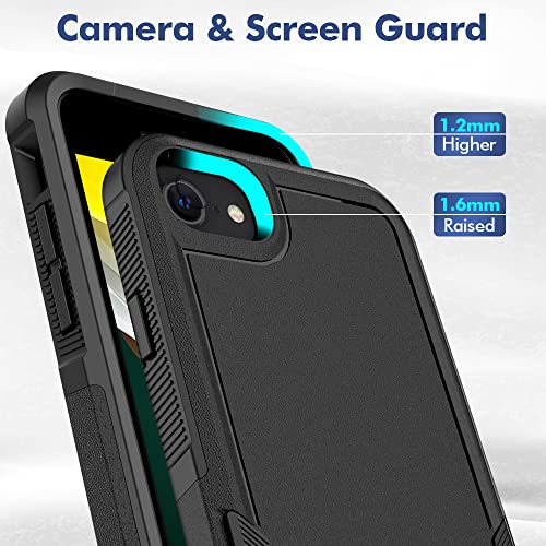 Heavy‑Duty Rugged Anti‑Drop Shockproof Protective Phone Case for iPhone SE 3rd/2rd, iPhone 8/7 Case, Durable Protective Shell, Black - color: Black, size: iPhone 7/8/SE2/SE3