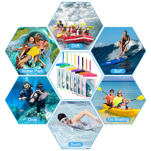 40 Pack Universal Waterproof Phone Pouch, Multicolor Waterproof Case Comp Compatible with iPhone 15 14 13 Pro Max XS Plus, Waterproof Phone Case Dry Bag with Phone Lanyard, Waterproof Phone Pouch Bluk
