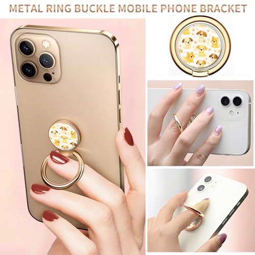 Cell Phone Ring Holder, Cute Metal Phone Grip Stand Finger Ring Kickstand, Flexible 360°Rotation Phone Tablet Case Accessories Compatible with Most Phones Cute Yellow Puppy - color: Cute Yellow Puppy