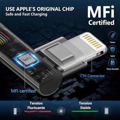 USB C to Lightning Cable 10FT [Apple MFi Certified] iPhone Charger Cable - color: Grey, size: 10FT, style: USB C to Lightning