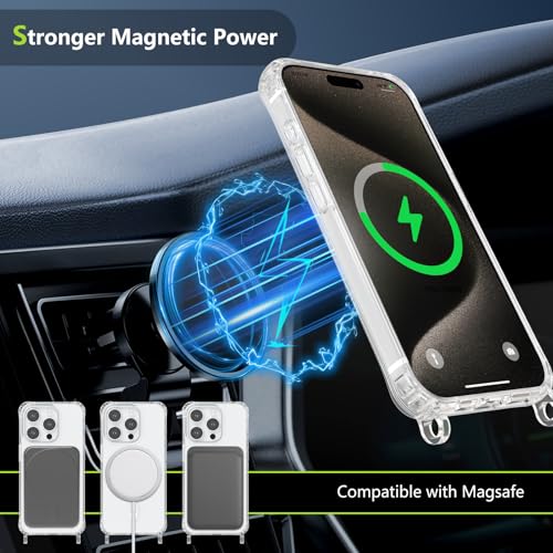 Magnetic Case for iPhone 14 Pro Max 6.7" Clear Crossbody Case with Adjustable Shoulder Neck Lanyard Strap,Compatible with Magsafe,Soft Slim Bumper Shockproof Protective Phone Cover-Black - color: Black, size: iPhone 14 Pro Max