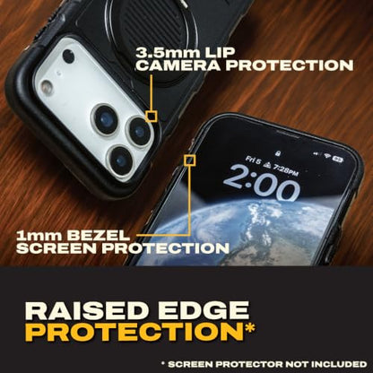 DEWALT Compatible iPhone 17 Air Magnetic Case with Stand, Rugged Shockproof Cover w/ 360° Rotatable Ring Holder, Compatible with MagSafe iPhone 17 Air Case Kickstand, Heavy-Duty Protective Black - size: iPhone 17 Air