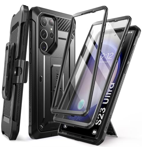 SUPCASE for Samsung Galaxy S23 Ultra Case with Stand, [Unicorn Beetle Pro] [2 Front Frames] [Built-in Screen Protector & Belt-Clip] Military-Grade Protection Phone Case for Galaxy S23 Ultra, Black - color: Black