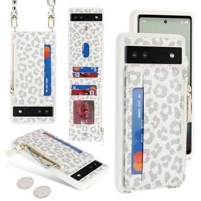 Cavor Compatible with Google Pixel 6a Case Wallet, Leopard White - color: Leopard White, size: Google Pixel 6a