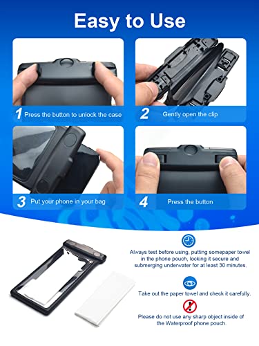 wellhouse Waterproof Phone Pouch, Waterproof Phone Case for iPhone 17 16 15 14 13 Pro Max XS Samsung, IPX8 3D Cellphone Dry Bag Beach Essentials (1 Pack -Earl Black 7 inch) - color: 1 Pack -Earl Black 7 inch