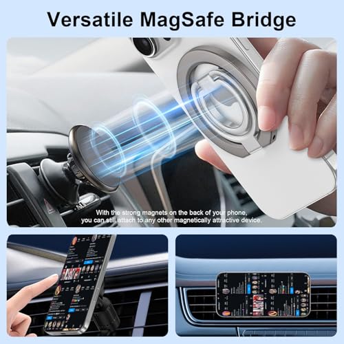MagSafe Phone Grip Holder Dual-Sided Magnetic Finger Ring for iPhone 17 16 - color: gray