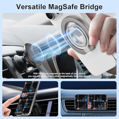 MagSafe Phone Grip Holder Dual-Sided Magnetic Finger Ring for iPhone 17 16 - color: gray