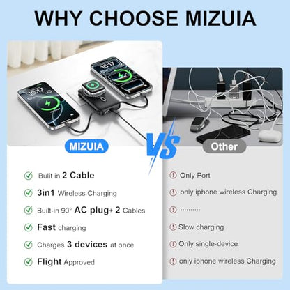 For MagSafe Portable Charger with 2 Cables & Wall Plug, Magnetic Power Bank - color: Grey