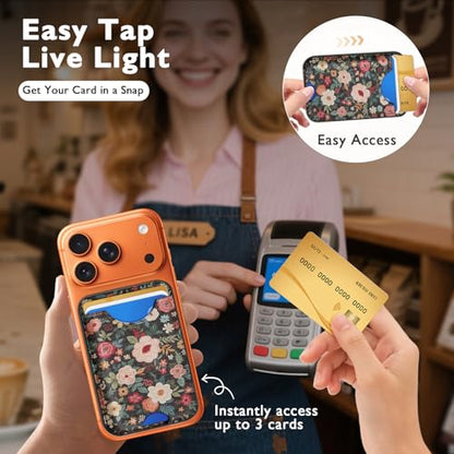 Compatible with Magsafe Wallet Magnetic Card Holder - Retro Flowers Phone Wallets for Women Teen Girls Cute for iPhone 17/16/15/14/13/12 Series Slim for Apple Mag RFID Magnet,Fit 3 Cards - color: Retro Flowers