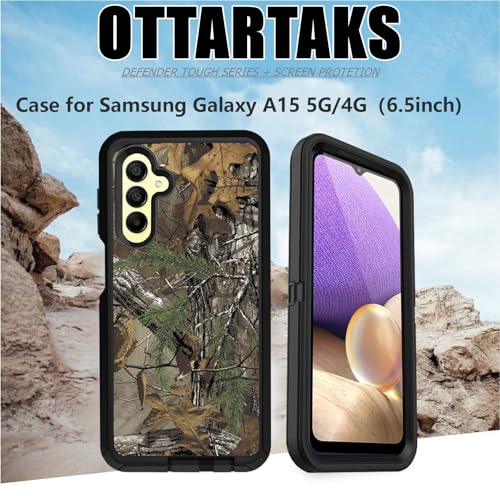 Compatible for Samsung Galaxy A15 5G Case with Screen Protector for Men Boy Camo Design [Military Grade Protection] Heavy Duty Shockproof Case 6.5inch, Camouflage - color: Camouflage
