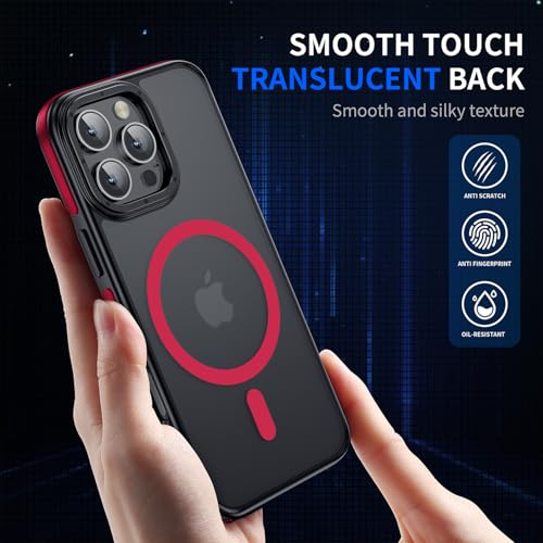 Strong Magnetic case for iPhone 16 Pro [10Ft Military-Grade Protection] Compatible with fit MagSafe Shockproof Slim Thin Cover 6.3 inch 16 Pro Phone case, Red Bumper - color: A6-Red Bumper, size: iPhone 16 Pro(6.3")