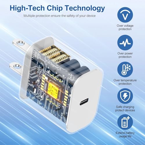 iPhone 17 16 Charger,USB C Wall Charger Block Chargers Fast Charging with 10FT USBC to C Woven Cable for iPhone 17e/17/17 Pro/17 Pro Max/17 Air/iPhone 16/16 Plus/16 Pro Max/16e/15/15Pro,iPad Pro - size: 1PACK 10FT