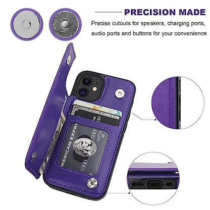 ONETOP for iPhone 12 Mini Wallet Case with Card Holder,Purple - color: Purple