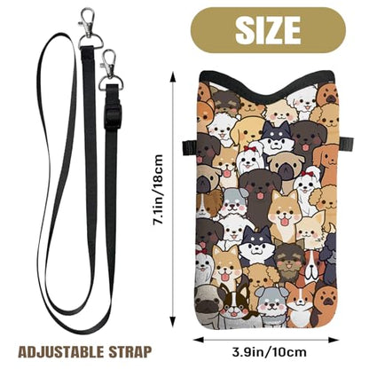 Cell Phone Sleeve Pouch with Adjustable Strap - Dogs - color: Dogs