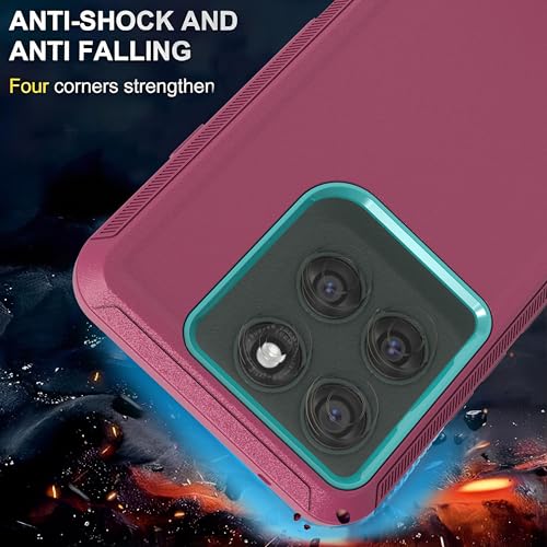 for Moto Edge 2025 Phone Case 3 in 1 Shockproof Hard PC Soft TPU Bumper Drop-Proof Shell with Screen and Camera Protection Blue/Sky Pink - color: Blue with Pink