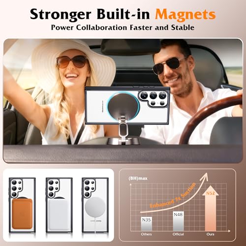 Compatible with Clear Samsung Galaxy S23 Ultra Case with 360°Spin Invisible Magnetic Ring Stand [Compatible with Mag-Safe] Shockproof Plating Phone Case for S23 Ultra 6.8",Black - color: Black, size: Samsung Galaxy S23 Ultra