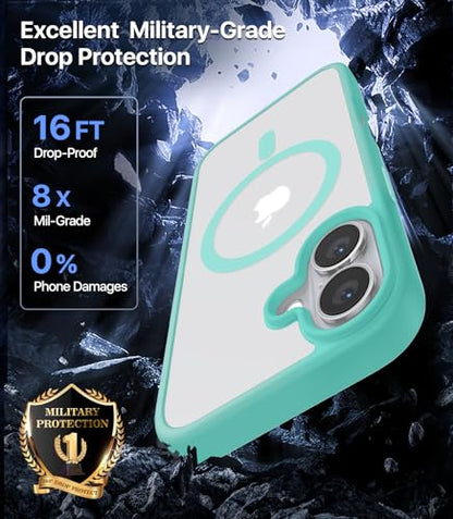 CAHEJILU Magnetic for iPhone 16 Case,[Compatible with MagSafe][Military Grade Drop Protection] Anti-Fingerprint Translucent Matte Shockproof Protective Case for iPhone 16 Phone Case 6.1",Sky Blue - color: Sky Blue