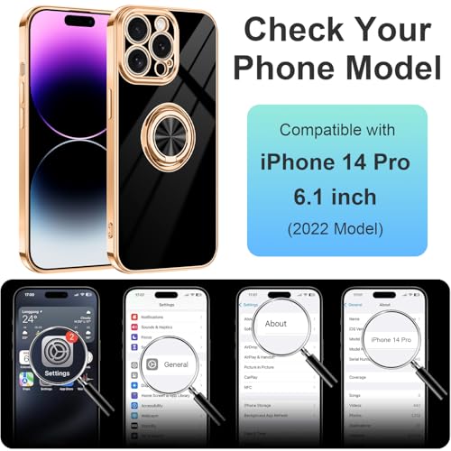 Dinick Black for iPhone 14 Pro Case with Ring Holder Kickstand - color: Black, size: 6.1'' iPhone 14 Pro