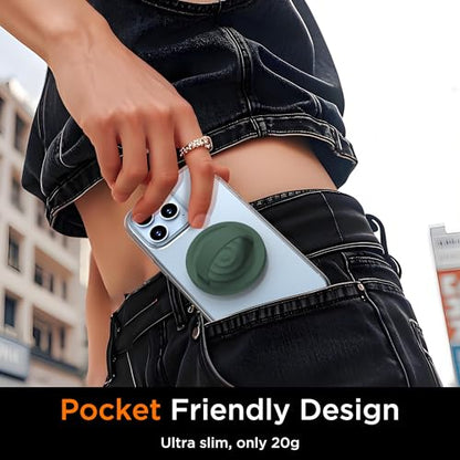 Upgraded Magnetic Phone Grip, Liquid Silicone Soft and Portable, Removable Finger Loop Ring Grip Holder for iPhone, Strong Magnetic Attraction, Compatible with MagSafe Phone Case, Alpine Green - color: Alpine Green