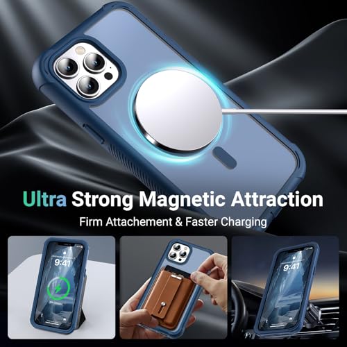 jaroco Magnetic for iPhone 12 Pro Max Case Heavy Duty Protection Deep Blue | Compatible with MagSafe,Military Grade Drop Protection,Translucent Matte,Non-Slip,Shockproof 2-Layer Durable Bumper Case - color: Deep Blue, size: iPhone 12 Pro Max