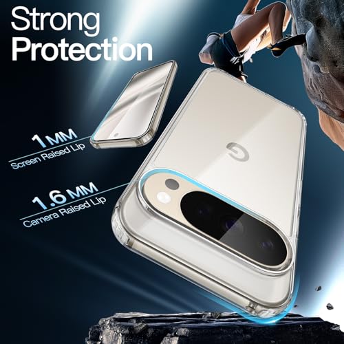 JETech Case for Google Pixel 10/10 Pro, Anti-Yellowing, Clear | Shockproof Protection, Scratch Resistant Hard PC Back, Durable Transparent TPU Bumper - color: Clear, size: Pixel 10/10 Pro
