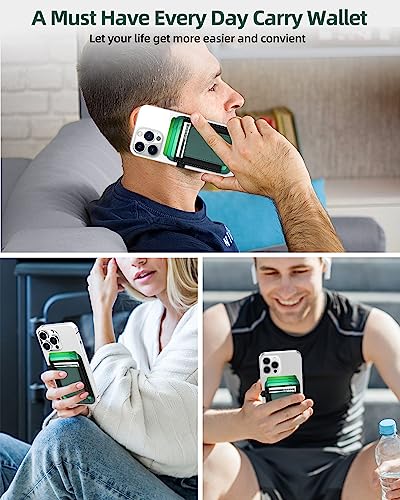 For Magsafe Wallet, 7 Card Holder, RFID Blocking, Strongest Magnet | Magnetic Wallet for iPhone 17/16/15/14/13/12 Series, for Magsafe Card Holder with 2 Card Slots, Vegan Leather, Green - color: Green