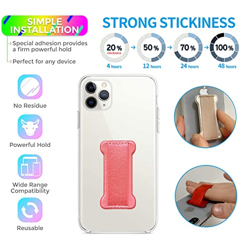 Cell Phone Finger Grip Strap Holder for Hand, Finger Strap Phone Holder, New Slim Finger Loop Selfie Grip Compatible with Most Smartphones -2Pack(Black Pink) - color: Black Pink