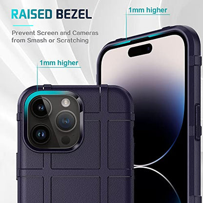 Rugged Shield 8ft Drop Proof TPU Thick Armor Tactical Protective Case Compatible with iPhone 14 Pro Max (6.7 inches) - Deep Purple - color: Deep Purple, size: iPhone 14 Pro Max